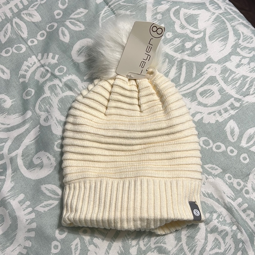 Cream colored Sherpa lined Beanie